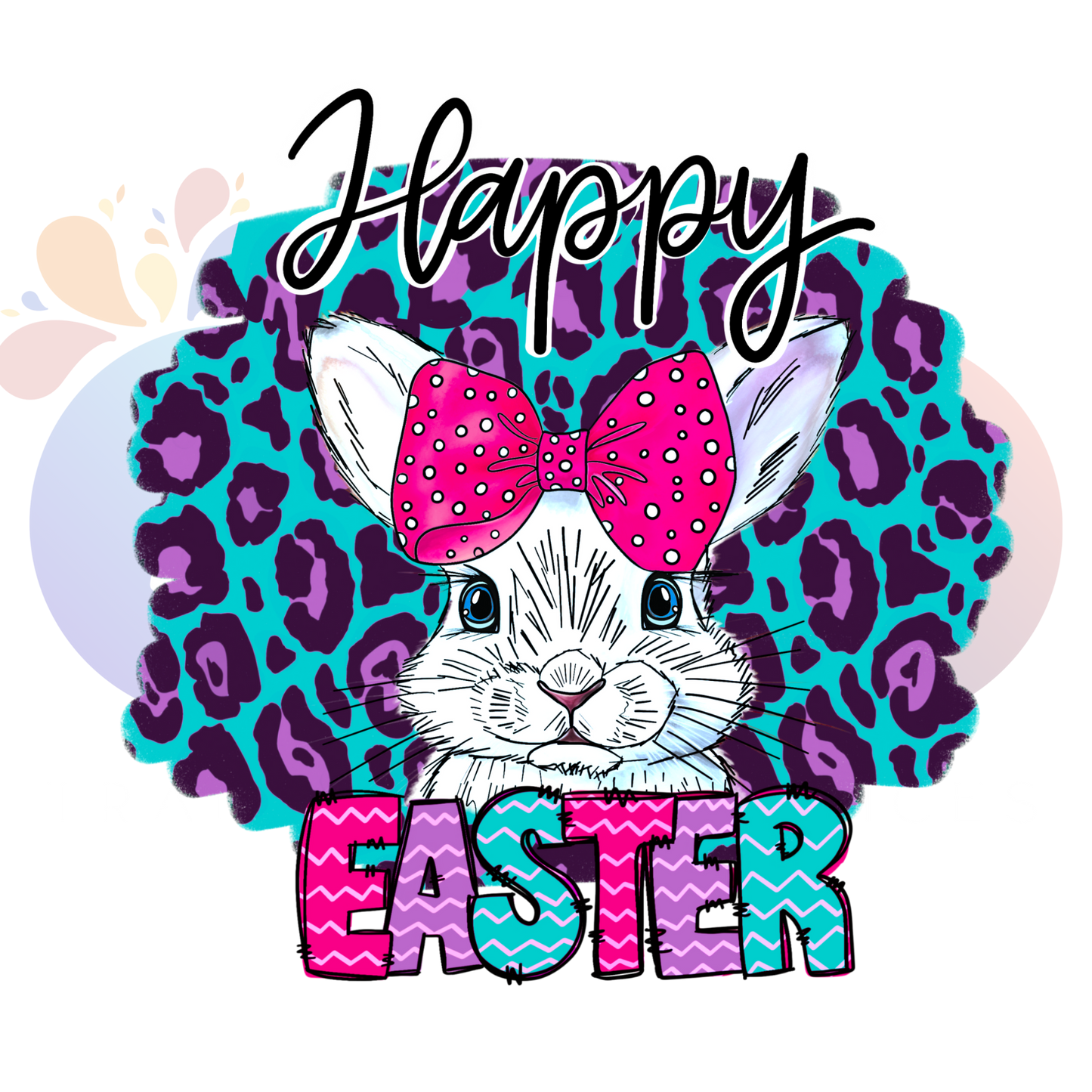 Happy Easter bunny bluepurple leopard