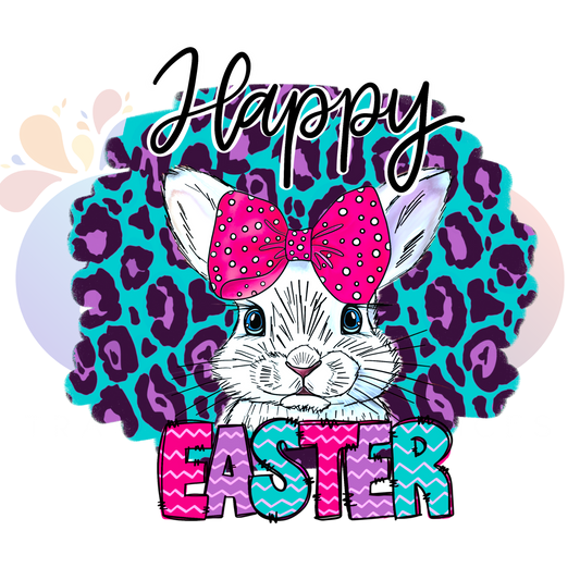 Happy Easter bunny bluepurple leopard