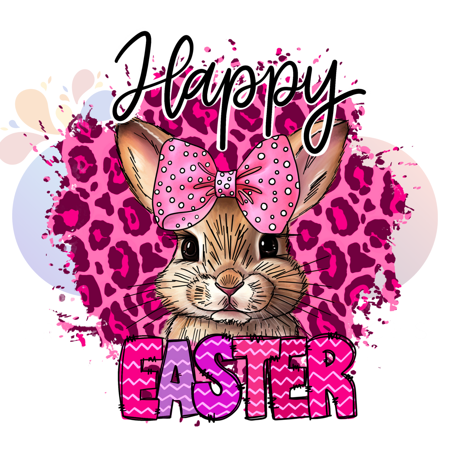 Happy Easter bunny pink leopard