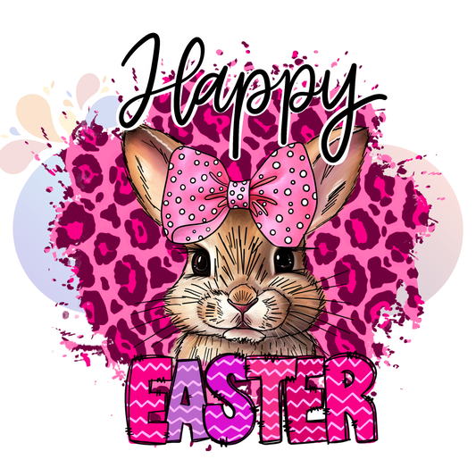 Happy Easter bunny pink leopard